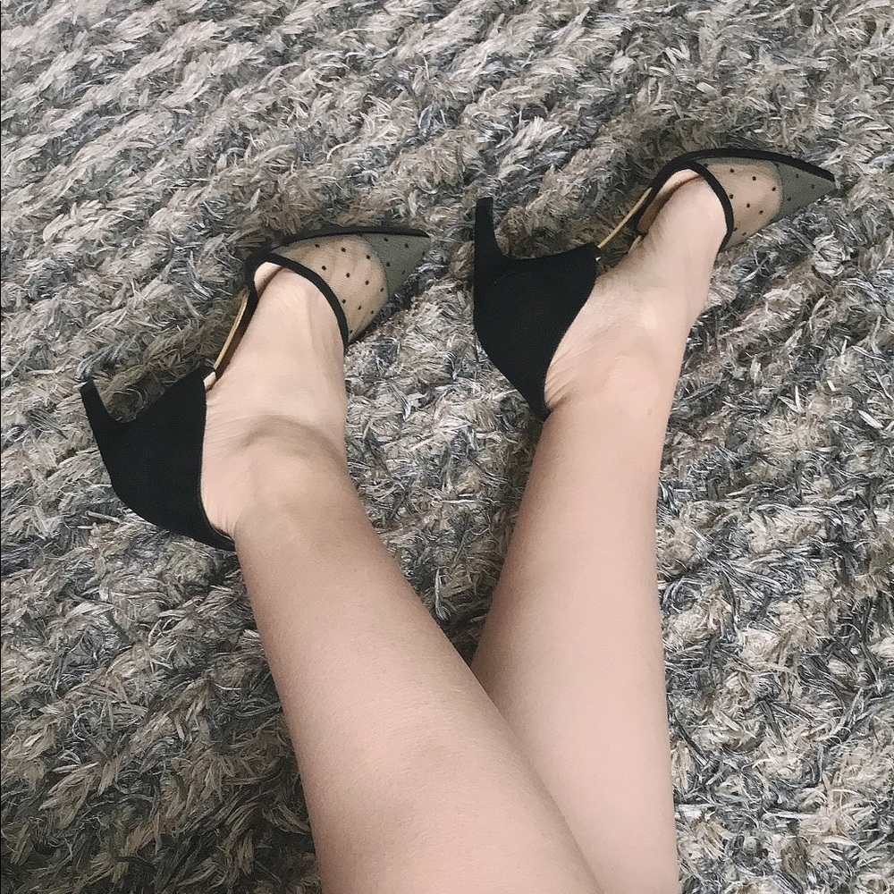Christian Dior D-Vision Pump Heels Black Polka Dot Mesh Suede Gold Hardware 36 - Picture 8 of 11